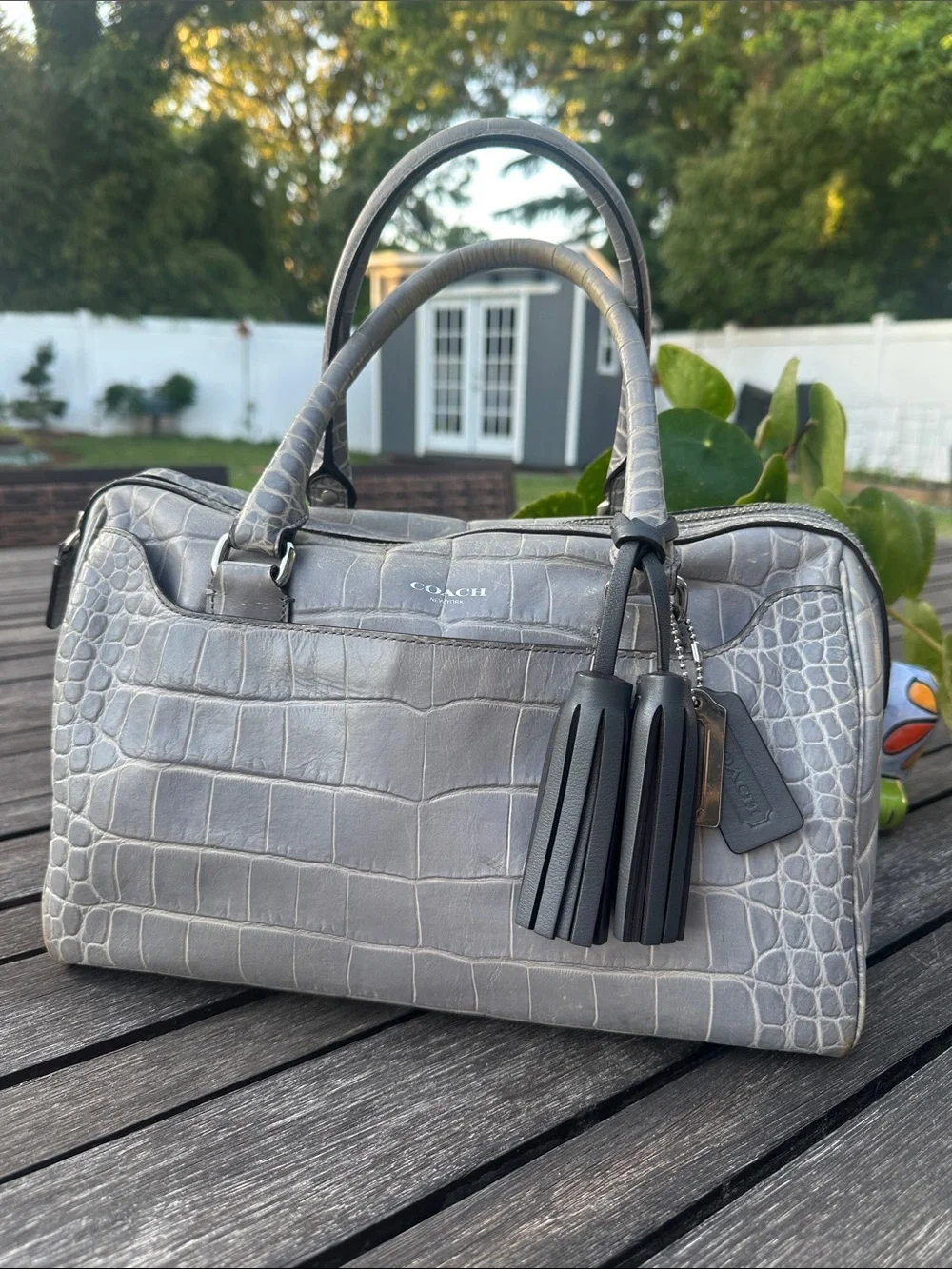 Coach Legacy Croc-Embossed Haley Satchel
